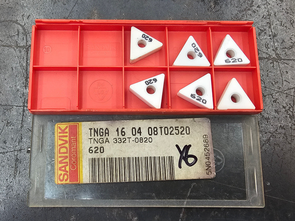 Qty 6 Sandvik TNGA332T-0820 TNGA160408T02520 620 Grade Ceramic Inserts