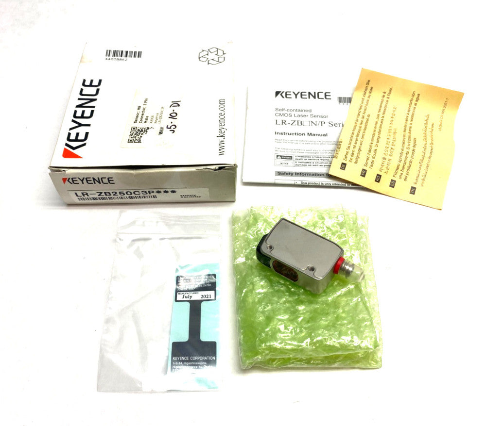 Keyence LR-ZB250C3P Self-Contained CMOS Laser Sensor, M8 3-Pin, 10-30VDC