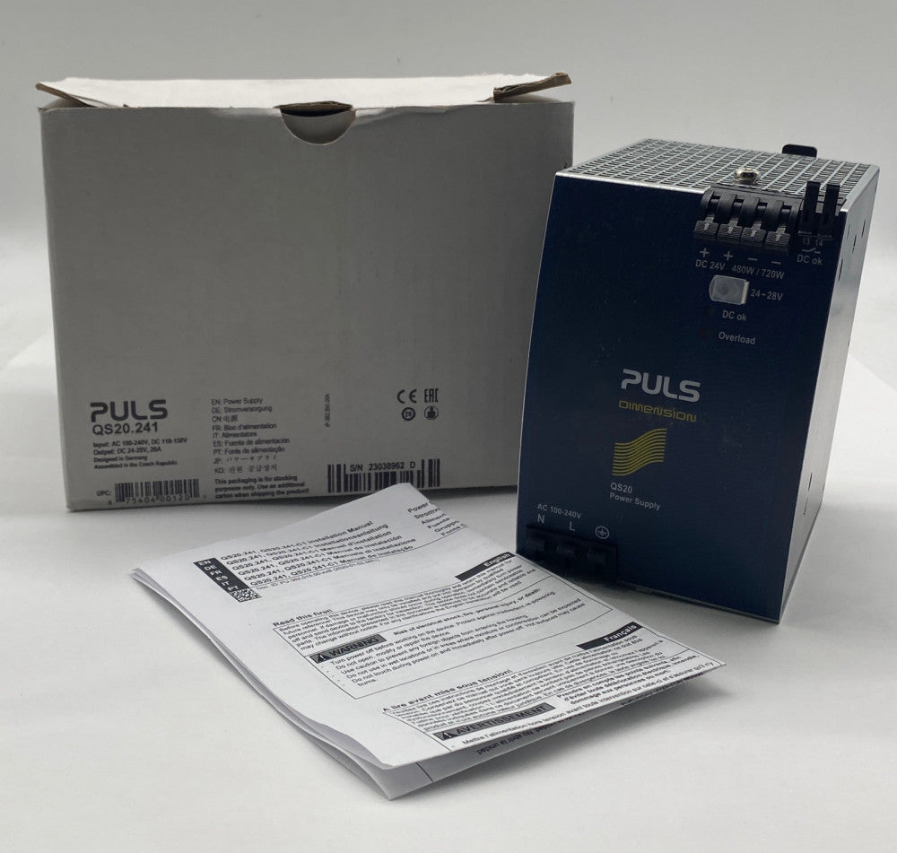 Puls QS20-241 Power Supply 100-240VAC/110-150VDC to 24-28VDC 20Amp