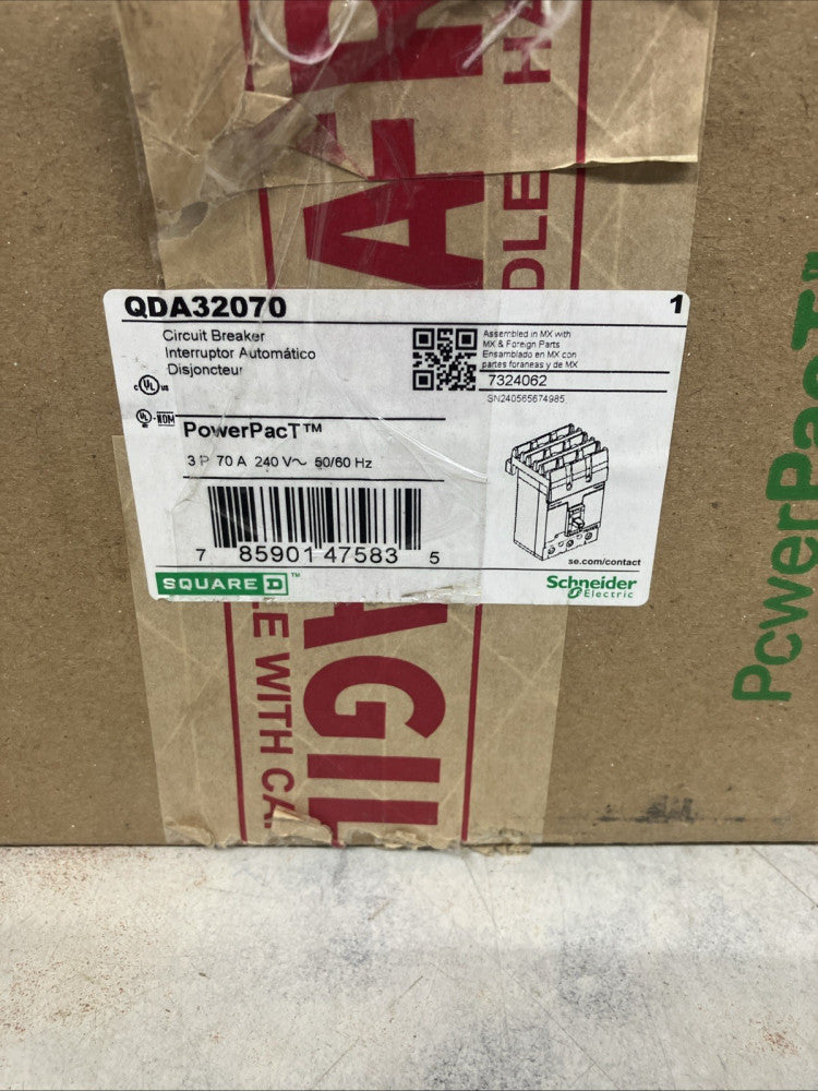 NEW Square D QDA32070 Powerpact I-Line Circuit Breaker 70A 3P 240V Type QD 70