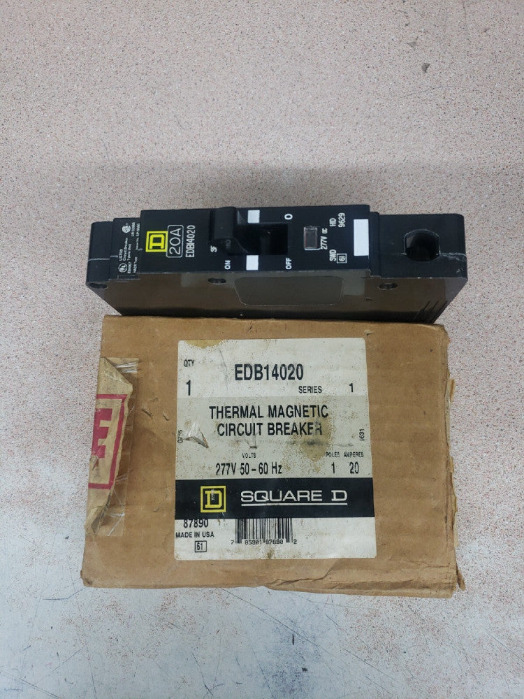 SQUARE D EDB14020 CIRCUIT BREAKER20 AMP 277V 1 POLE 18 kA NEW OLD STOCK
