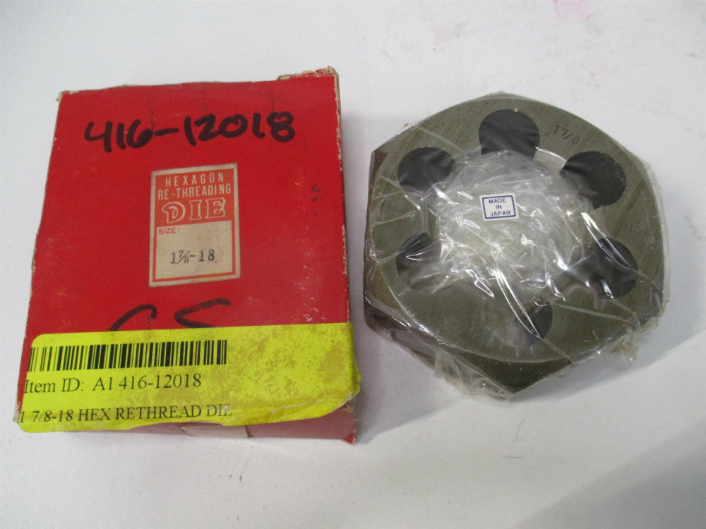 (416-12018) 1-7/8 x 18 Carbon Steel Hexagon Re-Threading Round Die