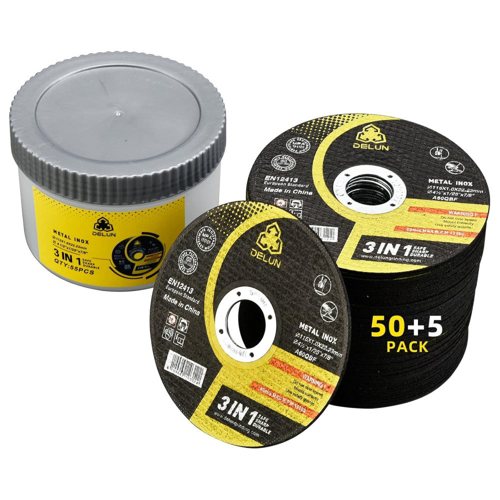 DELUN Cut Off Wheels 4 1/2 inch 55 Pack Thin Metal & Stainless Steel Cutting...