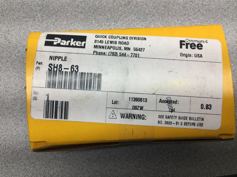 NEW IN BOX PARKER 1" SS QUICK COUPLING NIPPLE S8-63