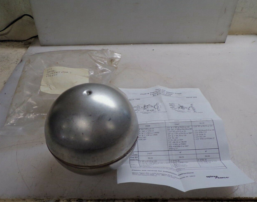 NEW SPIRAX SARCO 4" STAINLEES STEEL DIAMETER FLOAT KIT 58159