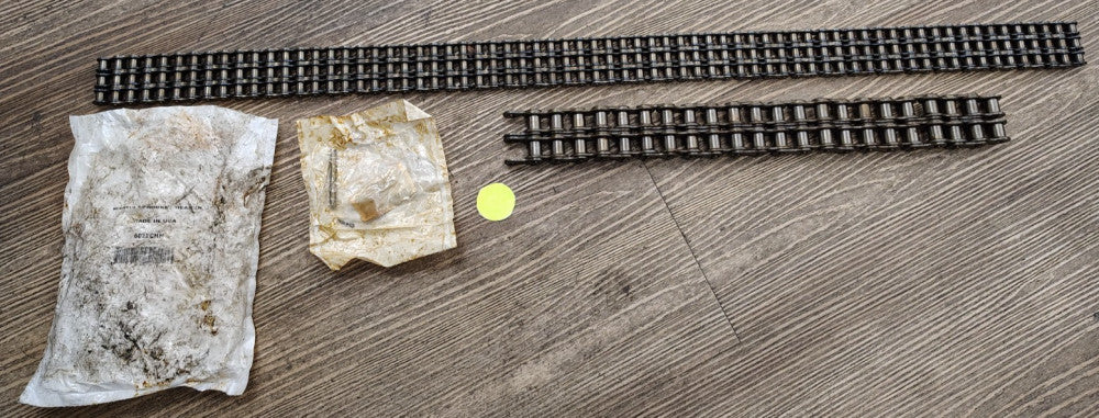ASSORTED LOT OF DIAMOND ROLLER CHAIN PIECES DOUBLE/TRIPLE STEEL LOT OF 2