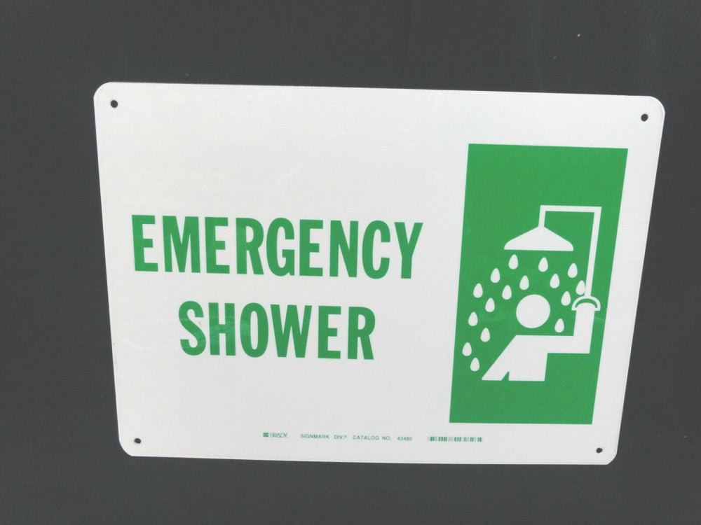 BRADY - EMERGENCY SHOWER SIGN - METAL - PN: 43480 - MEASURES 14" X 10" - NEW!!