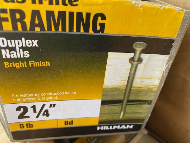 (4 Boxes of 5 lb - 20 LB TOTAL) HILLMAN FASTENERS 461393, 2.25" 8D Dpl x Nail