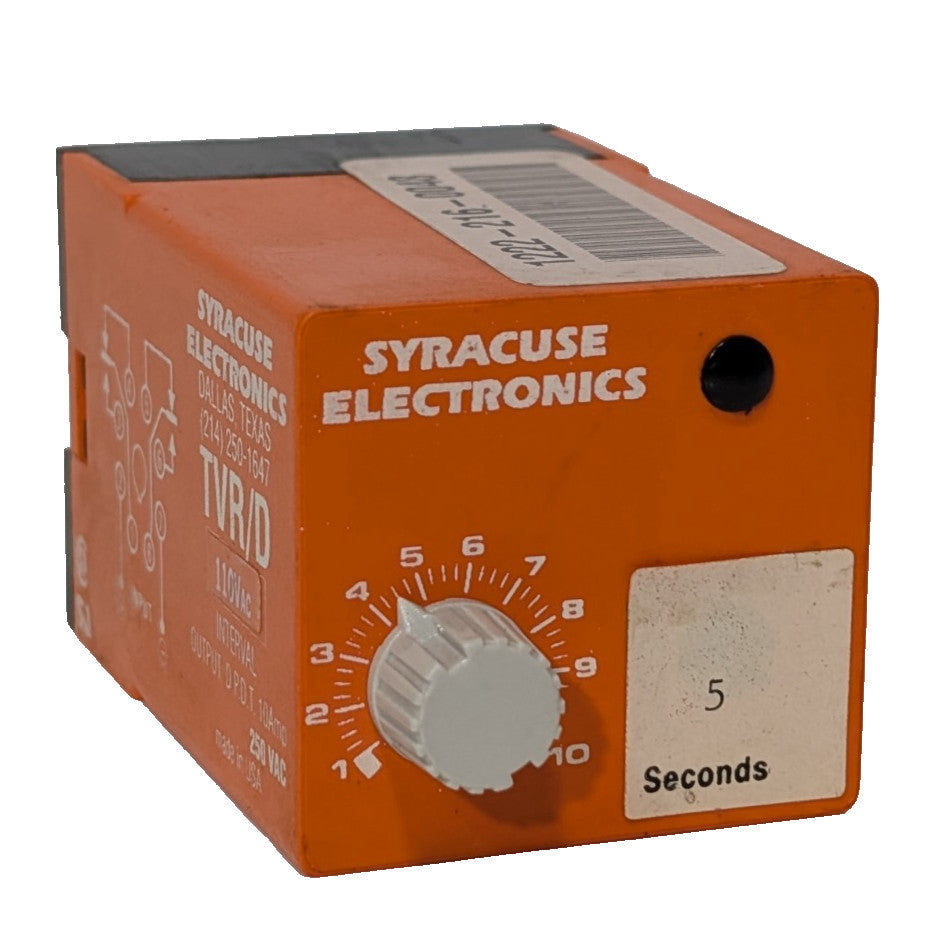 Syracuse Electronics TVR/D Plug-In Interval Timer Relay, DPDT, 110-250 VAC, 10 A