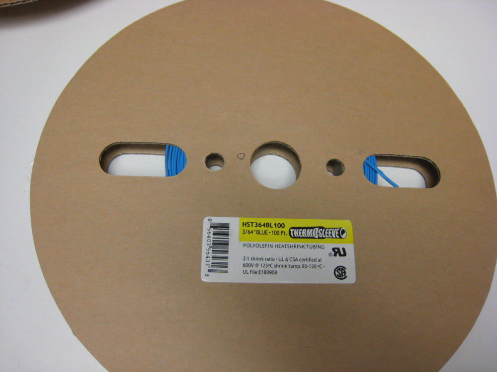 3/64" ThermOsleeve BLUE Polyolefin 2:1 Heat Shrink tubing 100' spool