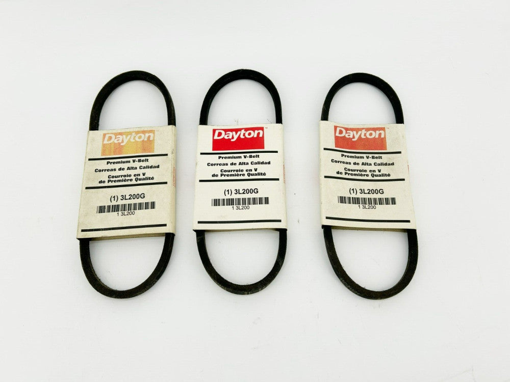 Lot of 3 New Dayton 3L200G Premium V-Belts