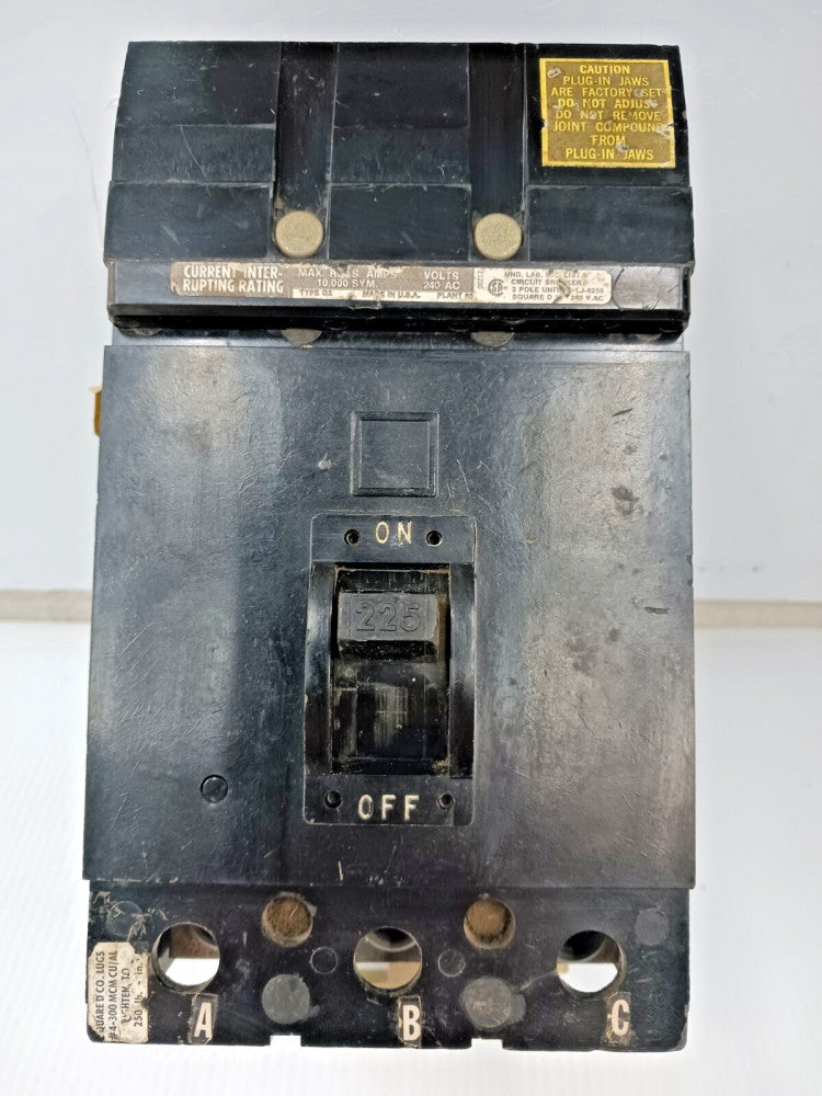 SQUARE D 225 AMP I-LINE CIRCUIT BREAKER 3 POLE 240 VAC Q2-32225 (FLAW)
