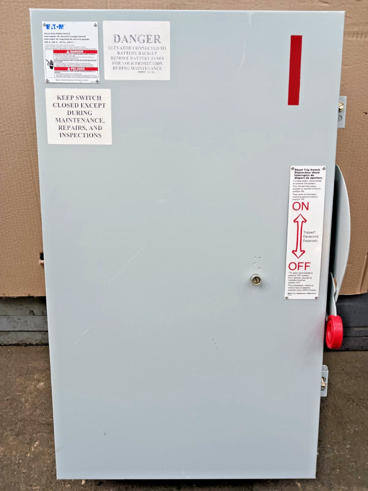 Eaton 200 Amp Fusible Shunt Trip Safety Switch 3 Pole 240 VAC 3R STS324FD31