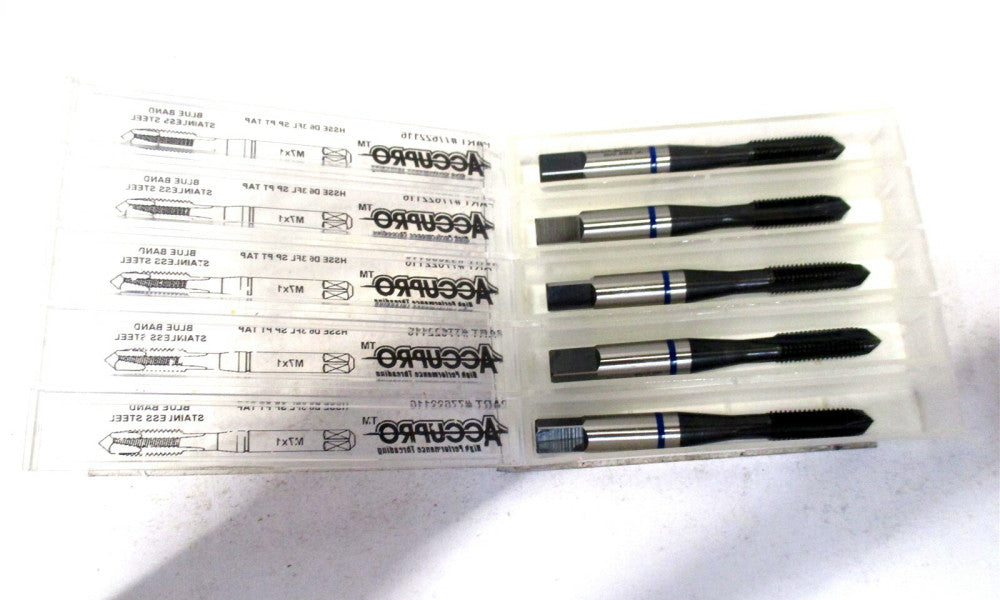 Accupro (77622116) M7x1 x 2-13/16 D6 3-Flute HSS Plug Spiral Point Tap - 5 QTY