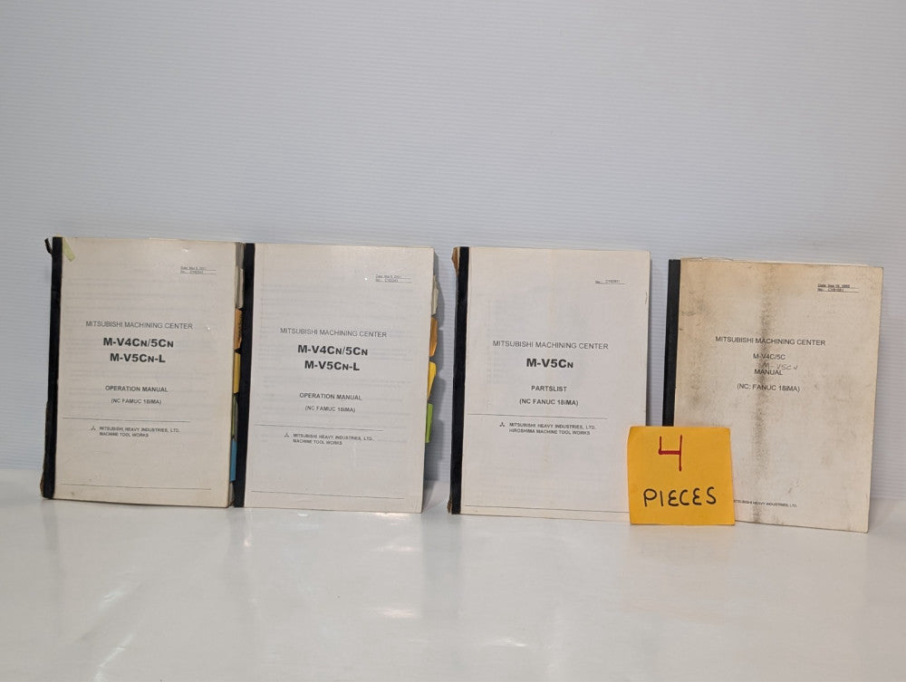 Lot of 4 Mitsubishi Machining Center manuals for models M-V4CN/5CN and M-V5CN-L