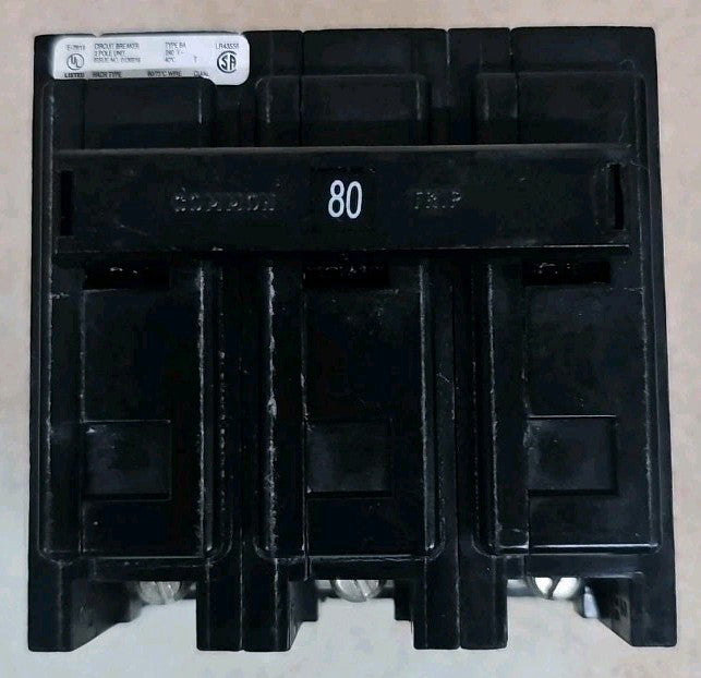 1) NEW Cutler Hammer BAB3080H 3 Pole 80 Amp 240V Circuit Breaker BAB3080