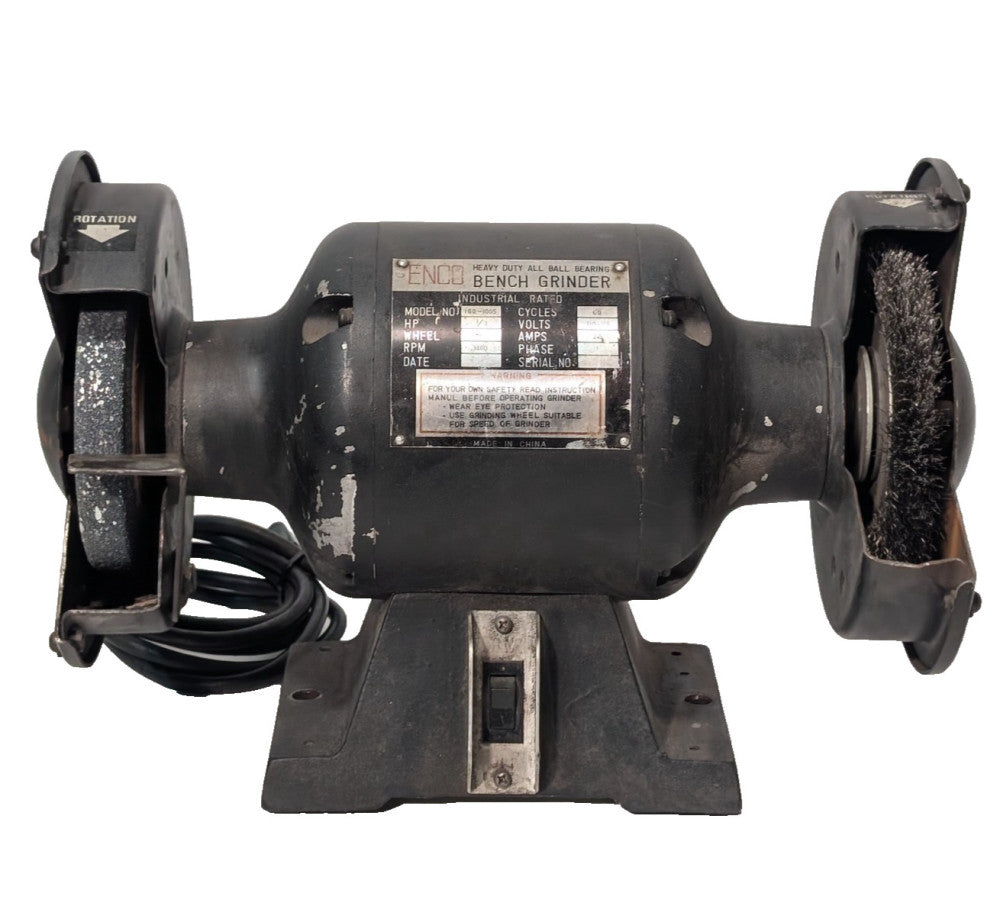 Enco 160-1005 Heavy Duty All Ball Bearing Bench Grinder 1/3HP, 3400RPM, 1PH, 6"