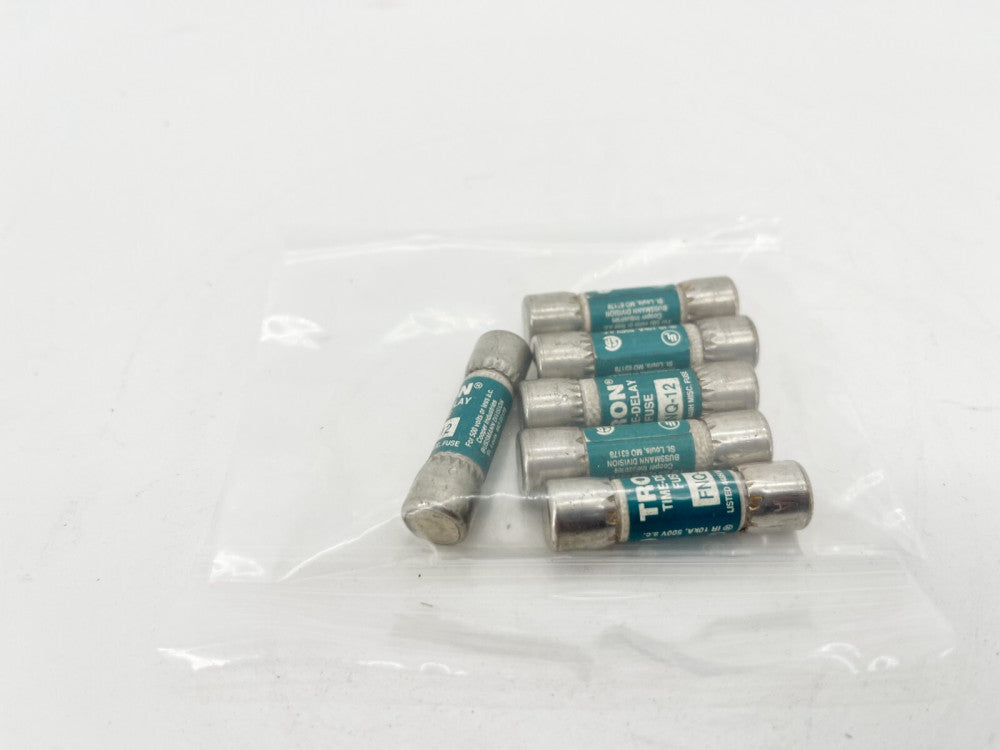 Lot of 6 New Bussmann FNQ-12 Time Delay Fuses 12A 500V