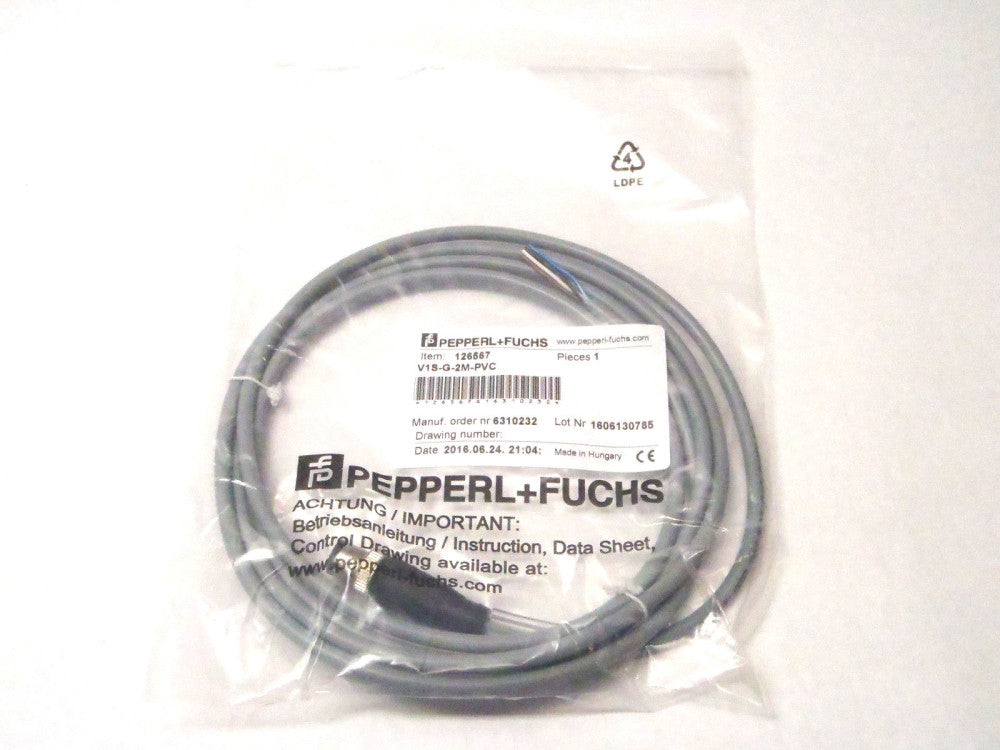 Pepperl+Fuchs V1S-G-2M-PVC Male Cordset Single-Ended M12 Straight A-Coded 126567
