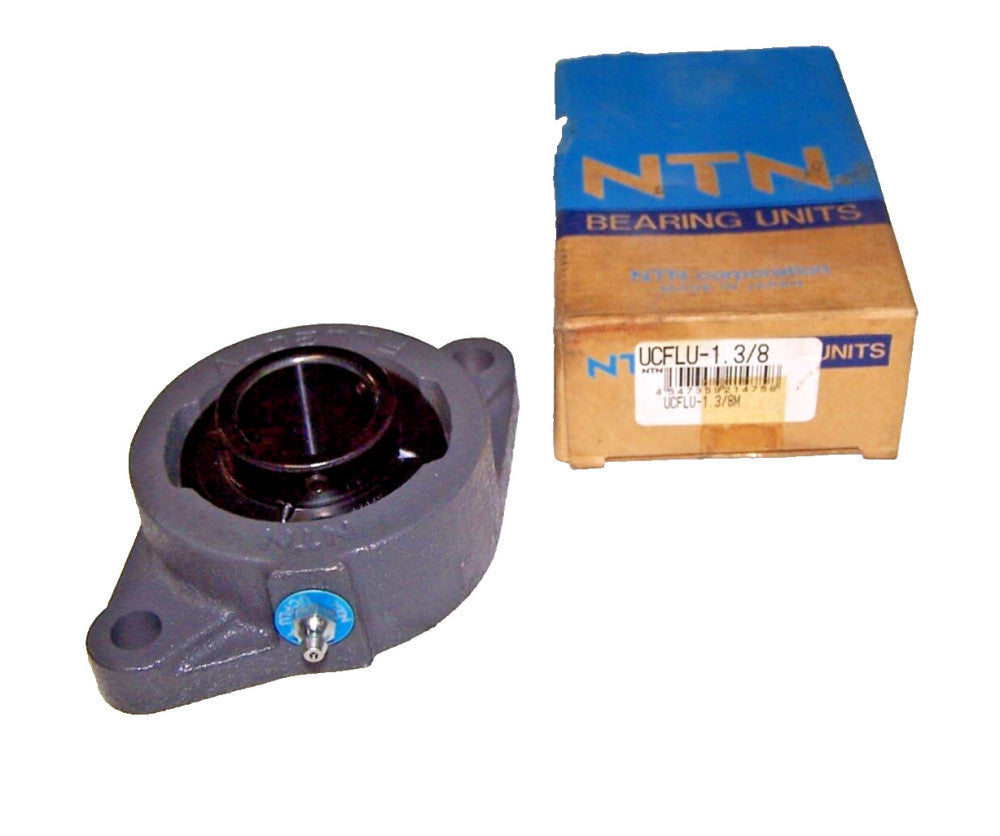 NEW NTN MOUNTED BEARING 2 BOLT FLANGE 1-3/8" BORE UCFLU-1.3/8