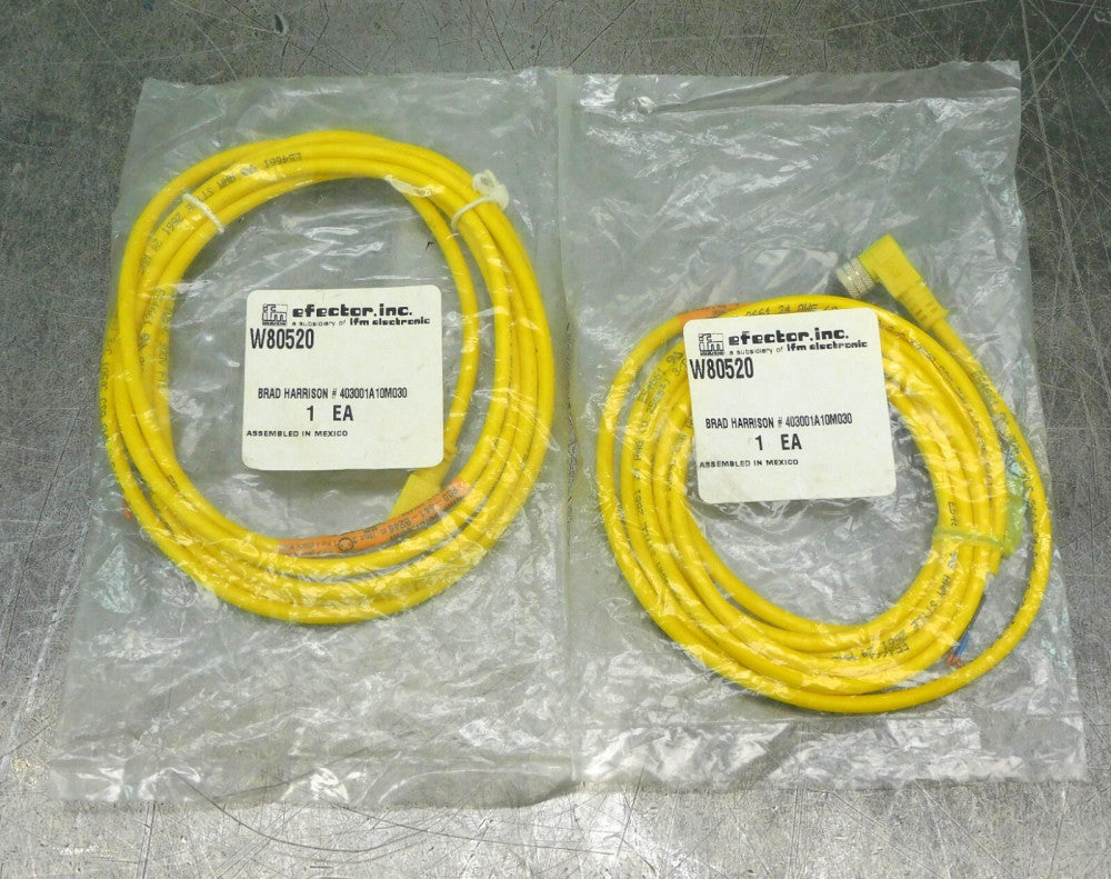 IFM Efector W80520 Cable Brad Harrison 403001A10M030 Lot of Two (2)