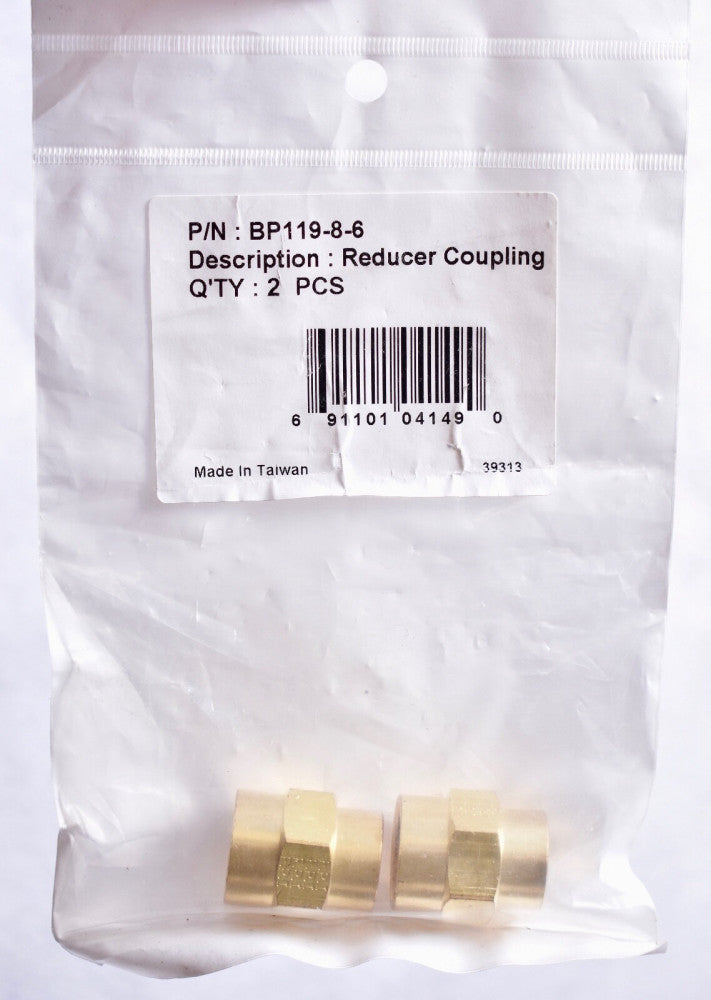 Power Product 2 Count Brass Pipe Fitting 1/2" x 3/8" Reducing Bushings BP119-8-6