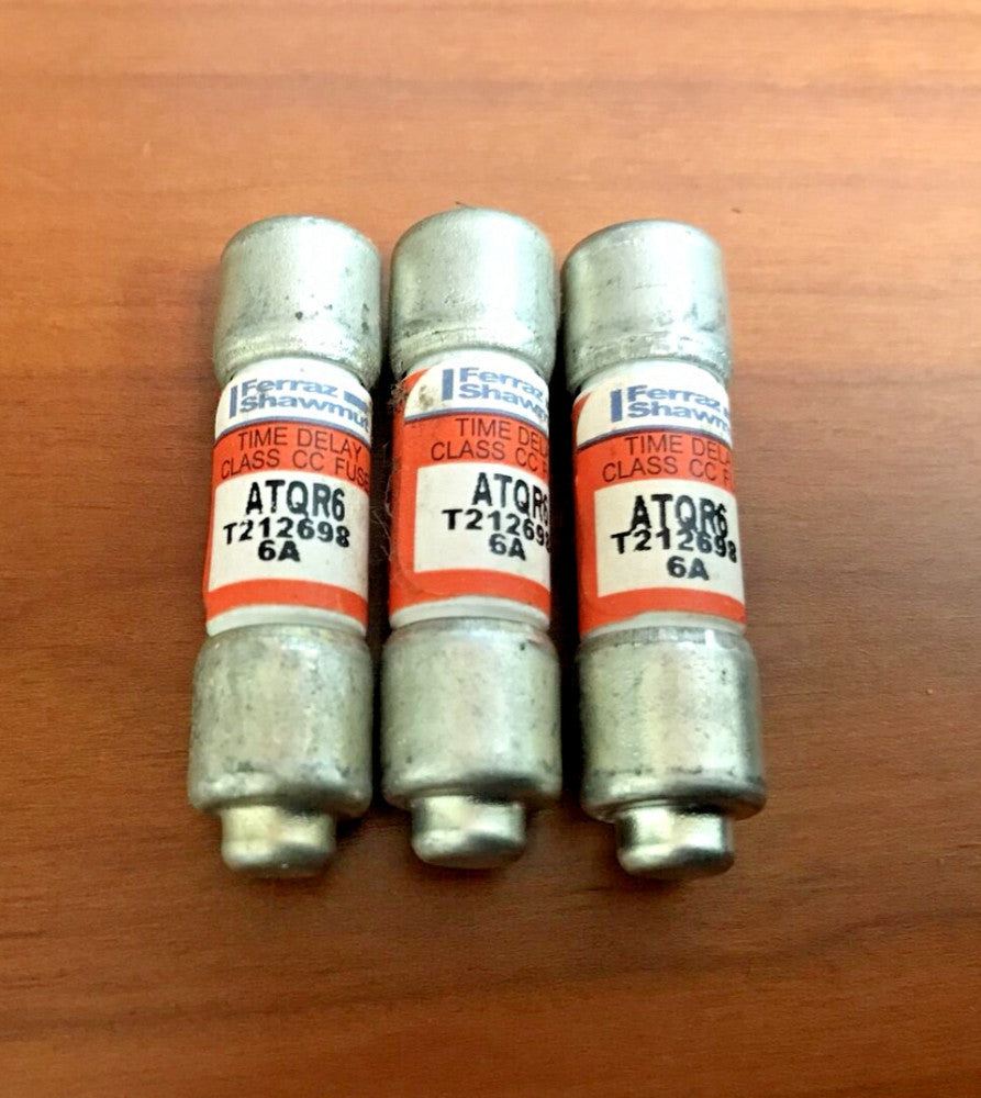 (Lot of 3) Ferraz Shawmut ATQR6 Class CC Fuse 6A 600Vac