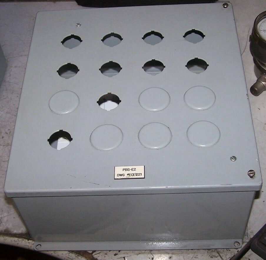 HOFFMAN 16 HOLE PUSHBUTTON ENCLOSURE W/ BACKPLATE 12-1/2"X13-1/2"X6" E-16PBY25