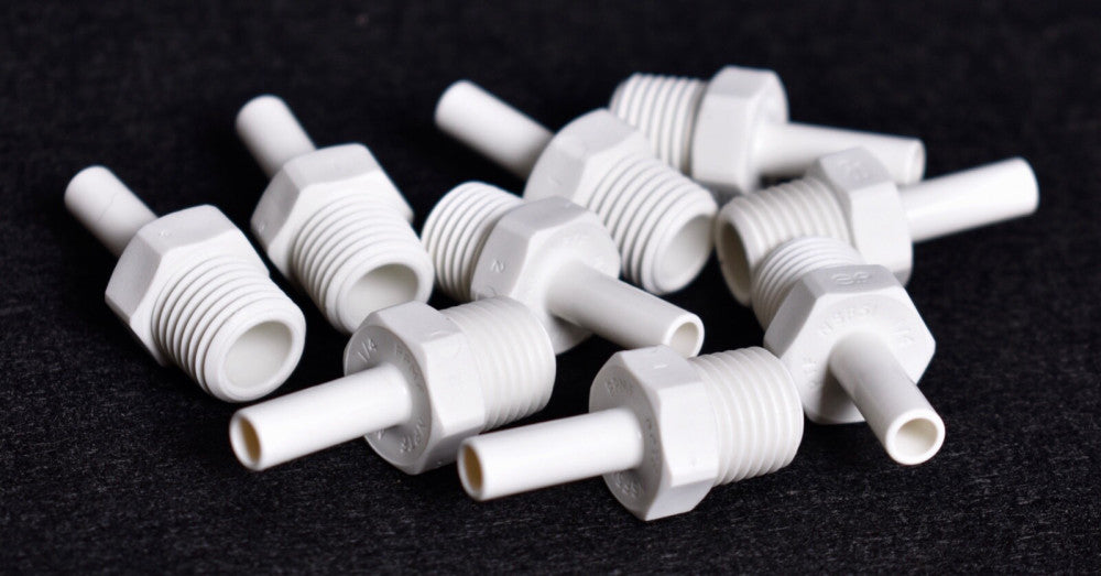 9 Count John Guest Polypropylene Stem Adapters 1/4" x 1/4" PP050822W