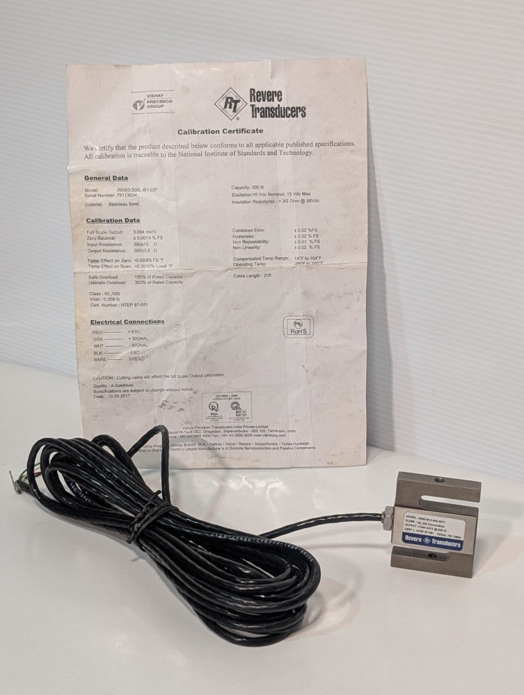 Revere Transducers 9363-B10-200-20T1 Stainless Steel S-Beam Load Cell