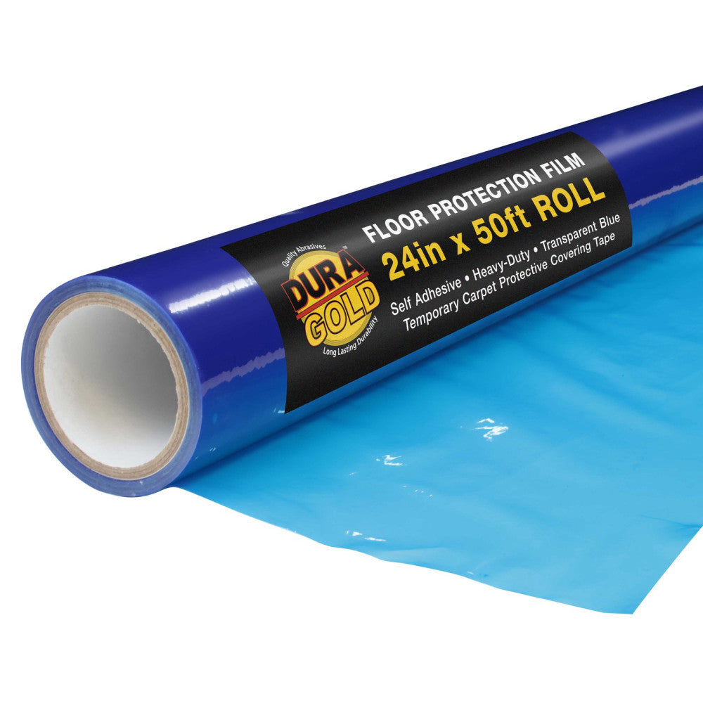 Floor Protection Film, 24" x 50' Roll - Self Adhesive Cover, Paint Spills, Dust