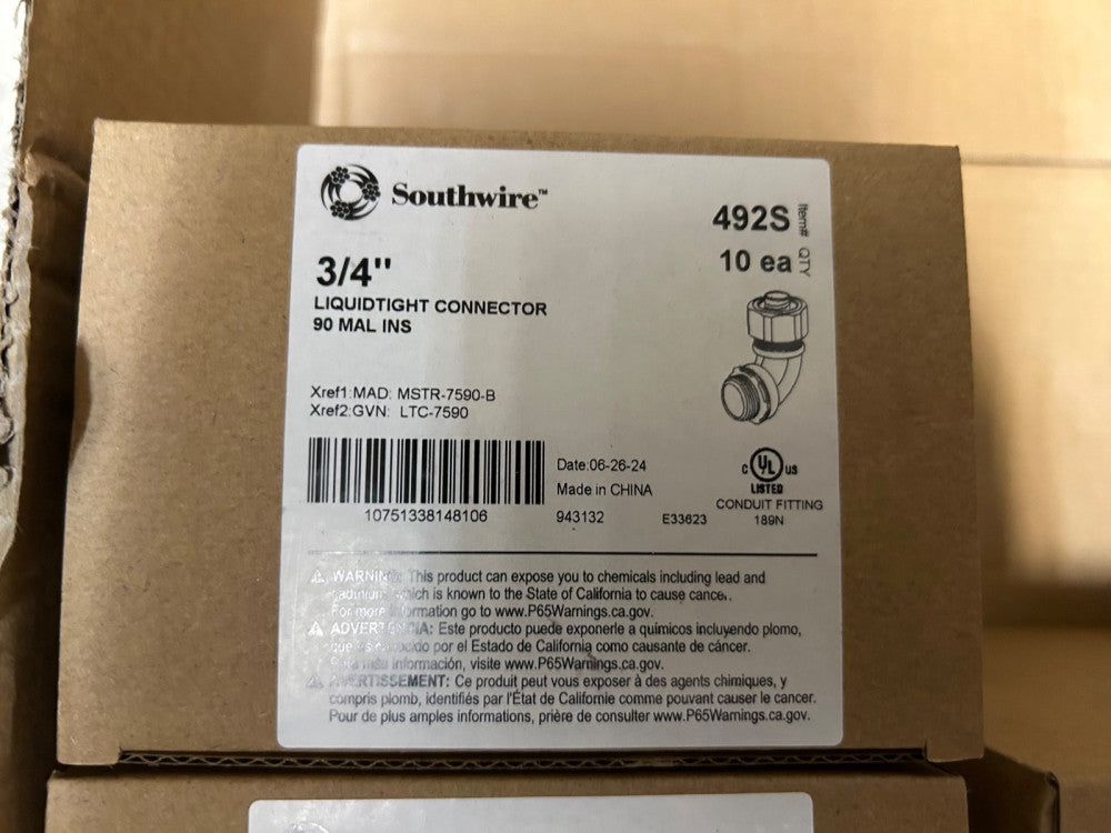 (Qty. 50) Topaz 492S 3/4" metal liguid tight 90 degree connector