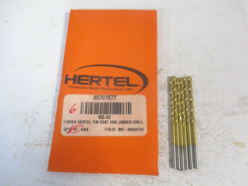 (85707677) #43 1-1/4" x 2-1/4" OAL 118° High Speed Steel Jobber Drill - Qty 6