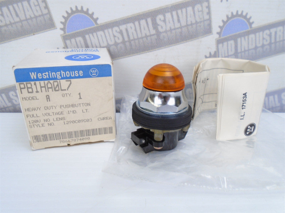 Westinghouse - PB1HA0L7 - A - Indicator Light - 120V - AMBER LENS - (NEW in BOX)