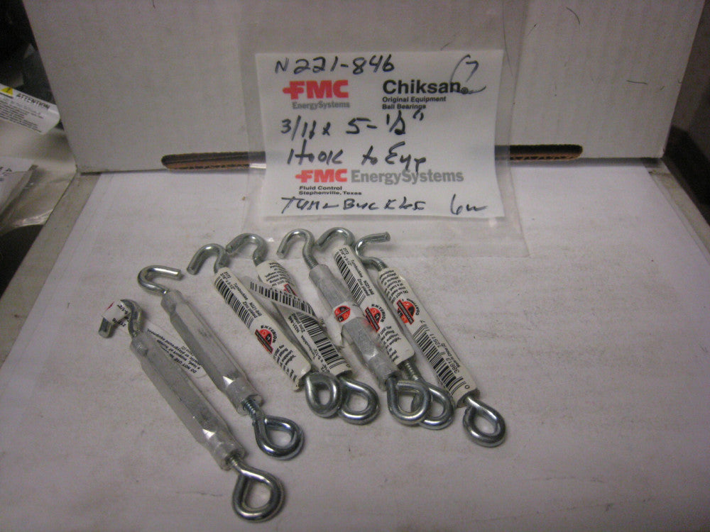 7 Stanley National N221-846 3/16" x 5-1/2" Zinc Alum Hook to EYE Turnbuckle