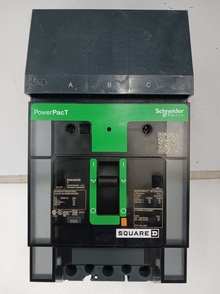 Square D PowerPact 35 Amp I-Line Circuit Breaker 3P 480Y/277 VAC 35kA BGA34035Y