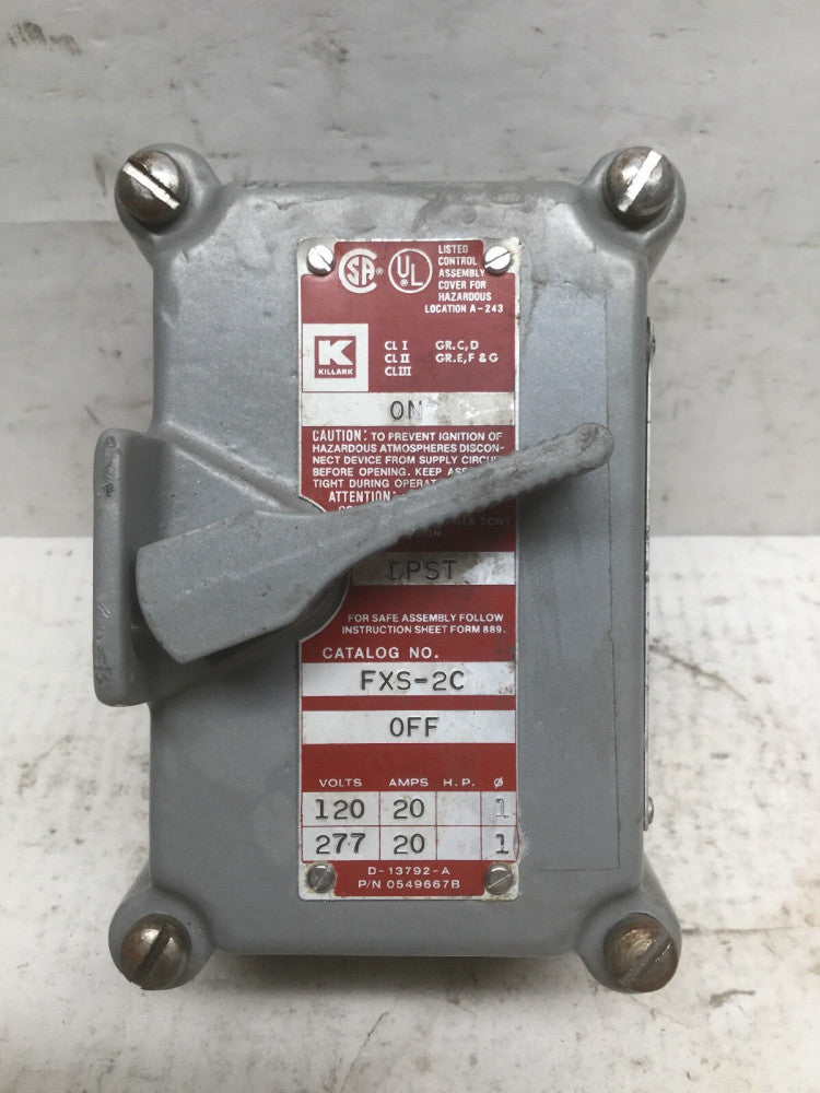 Hubbell Killark FXS-2C SEAL-X Series Factory Sealed Tumbler Switch Controls