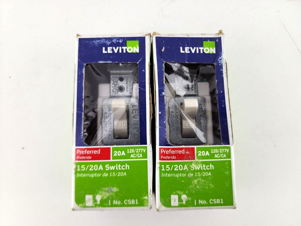 2pcs Leviton Almond COMMERCIAL Toggle Wall Light Switch Single Pole 15A/20A CSB1