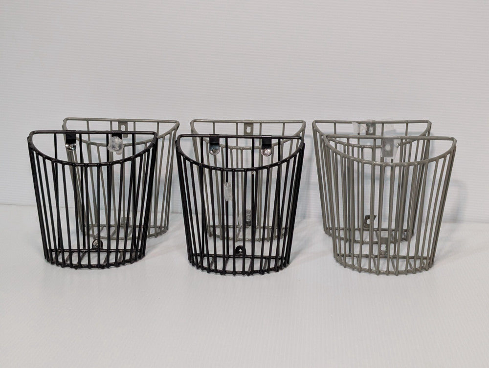 Lot of 6: Assorted Medical Wall-Mount Storage Wire Holder Baskets Black Beige 7"
