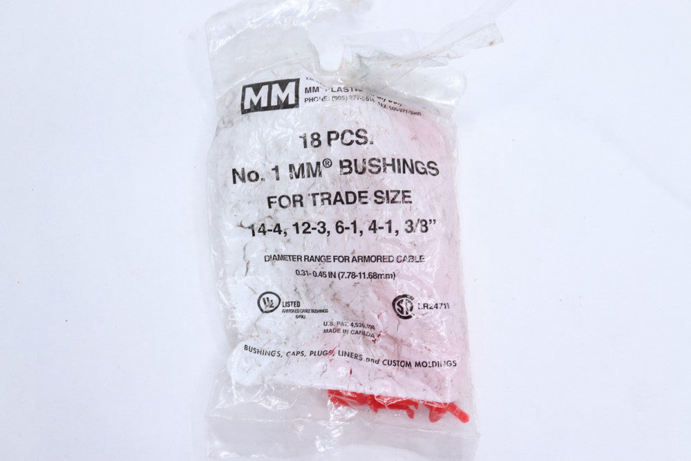 (18-Pk) MM Bushings No.1MM For Trade Size 14-4, 12-3, 6-1, 4-1, 3/8" LR24719