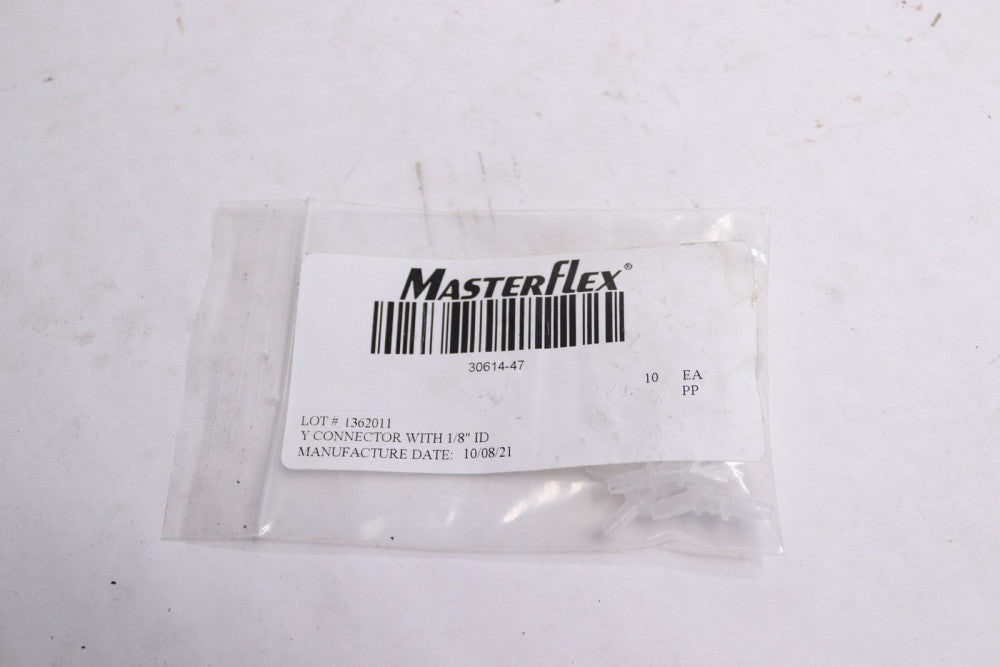 (10-Pk) Masterflex Fitting Y-Connector Hose Barb Union Polypropylene 1/8-In ID