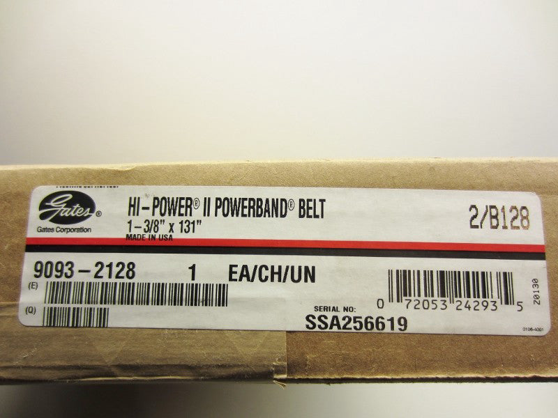 Gates 9093-2128 2/B128 Hi-Power II Powerband Belt 1-3/8" x 131" NEW