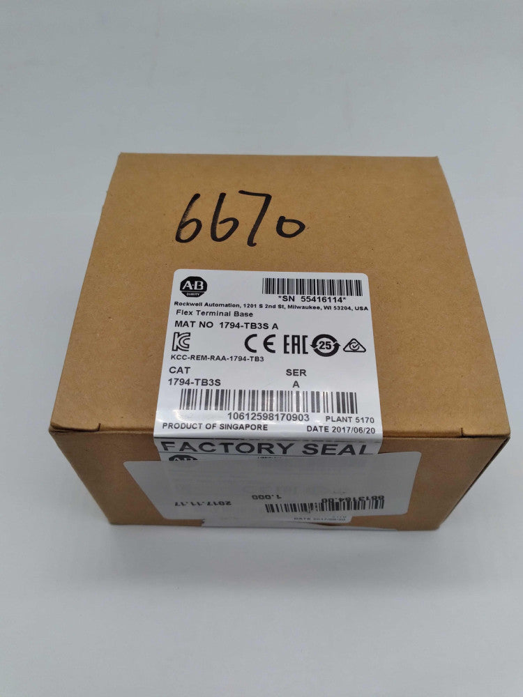 NEW ALLEN BRADLEY 1794-TB3S/A FACTORY SEALED TERMINAL BASE BLOCK 3WIRE SPRING