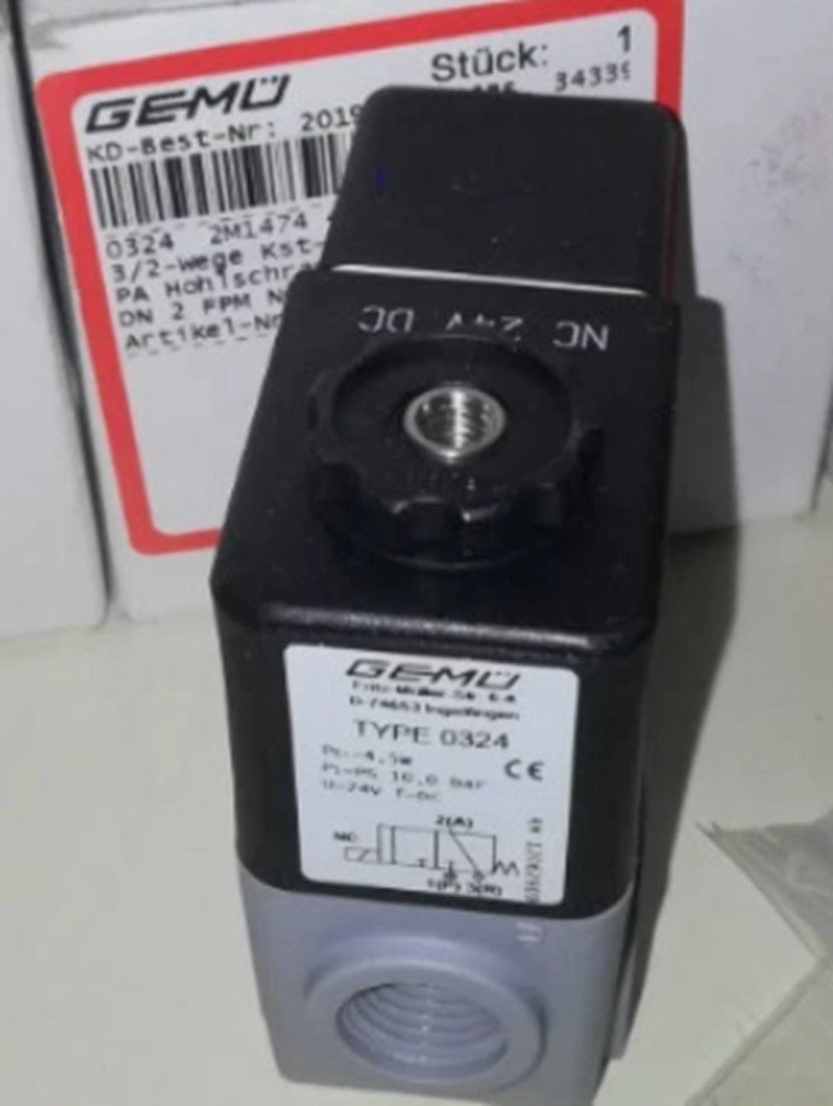 One Brand New GEMÜ D-74653 TYPE 0324 Solenoid Valve 24V 4.5W 10Bar