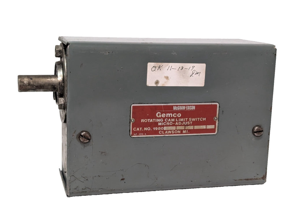 McGraw-Edison 1980-3145 Gemco heavy duty rotating cam limit switch micro-adjust