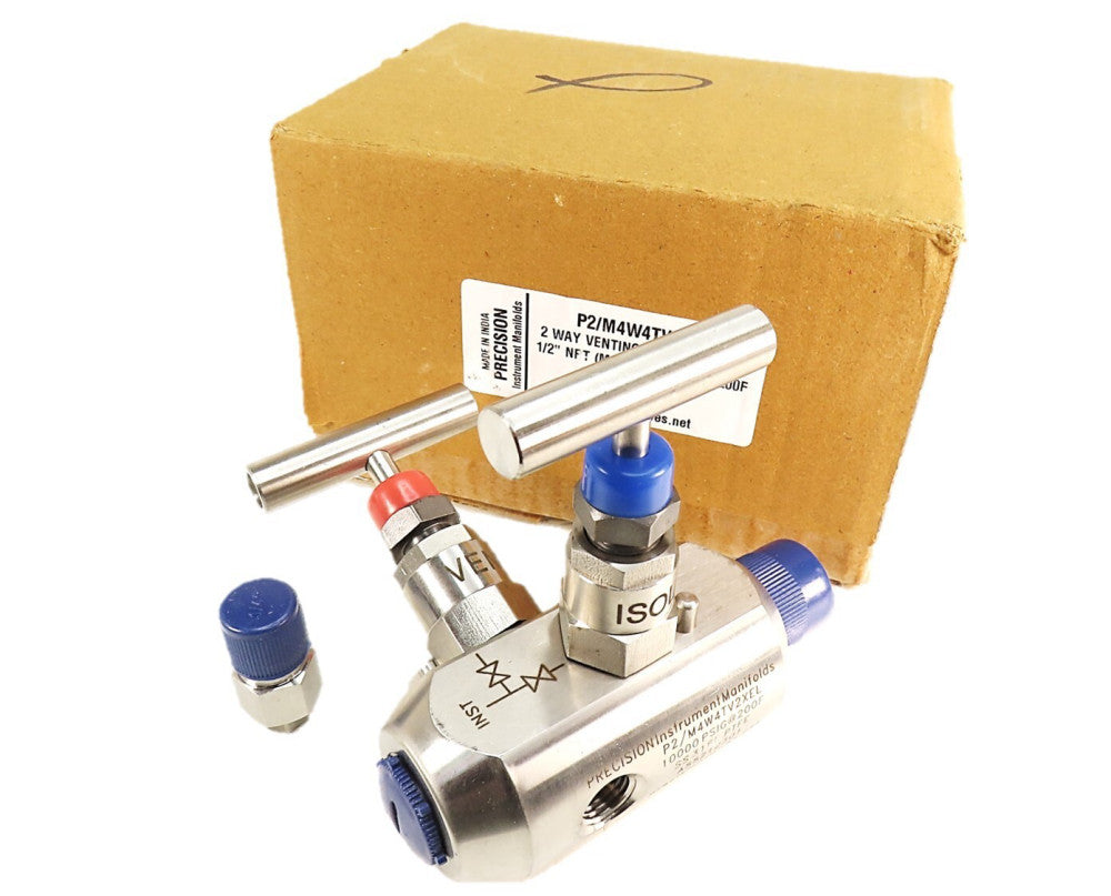 Precision P2/M4W4TV2XEL 316L SS 2 Way Venting Gauge Valve 1/2" NPT 1000PSIG NIB