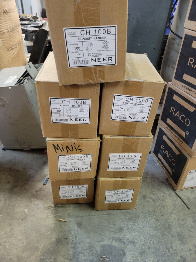 1- BOX OF 100 NEER CH100B Conduit Hanger, 3/4", Steel NEW OLD STOCK