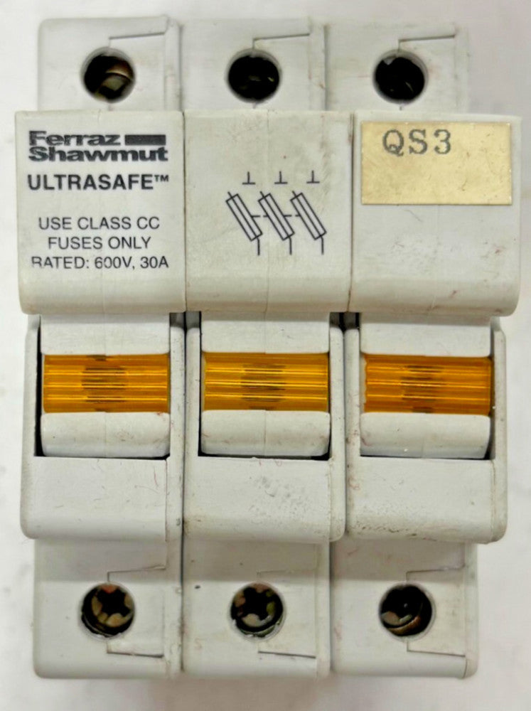 FERRAZ SHAWMUT FUSE HOLDER Y218038 30AMP 3P 600V-AC 200,000AMP RMS SYM RATING
