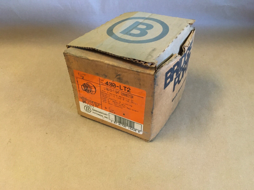 BRIDGEPORT 430-LT2 1/2" LIQUIDTIGHT CONNECTORS *BOX OF 23* (KB)