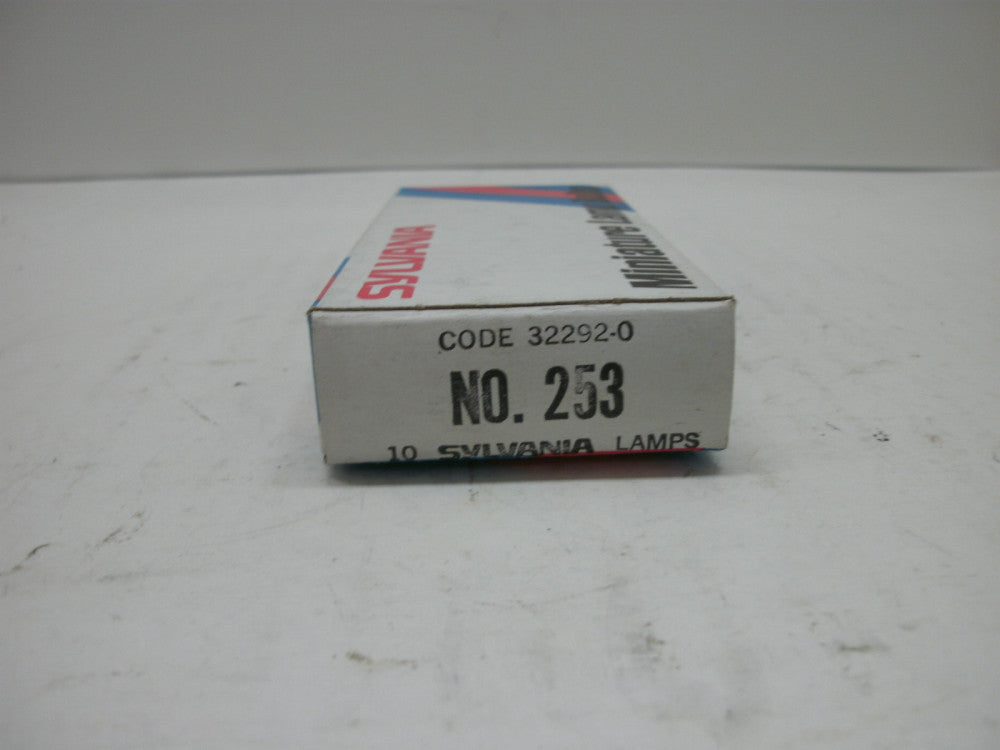 SYLVANIA 253 MINIATURE LAMP 0.88W 2.50V 0.35A MIDGET GROOVED 1 -(LOT OF 10) NNB